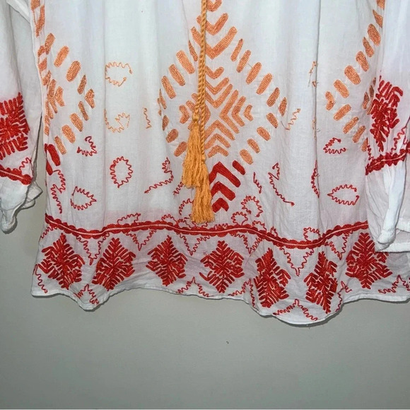 Sundance Sheer White Embroidered Boho Festival Hippie Top Size Medium Cotton - Picture 4 of 10